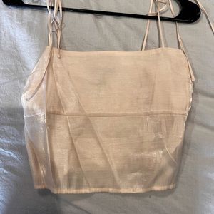 Pearly Pink Tie- Shoulder Tank